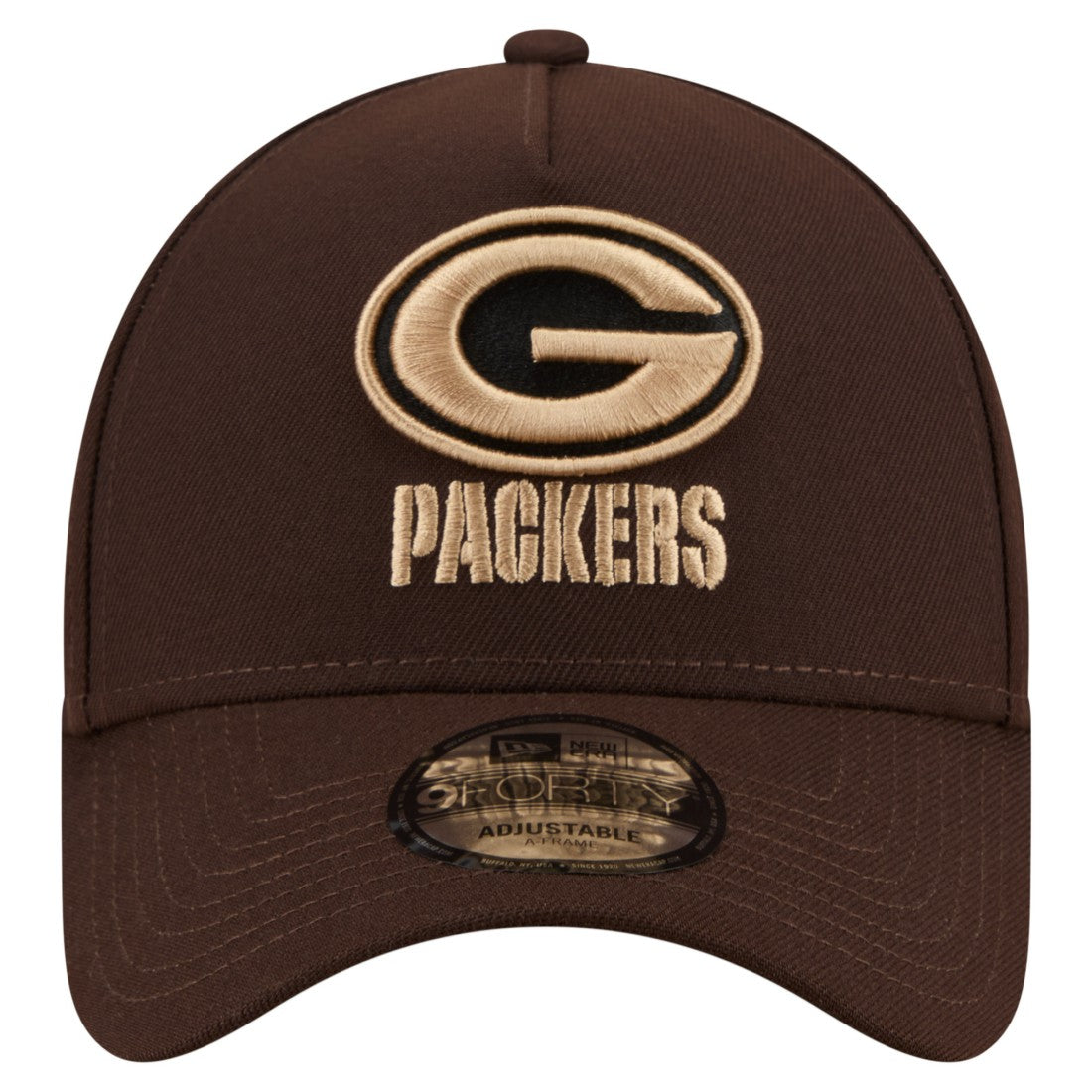 Green Bay Packers New Era Burnt Wood A-Frame 9FORTY Adjustable Hat Dark Brown | NFL