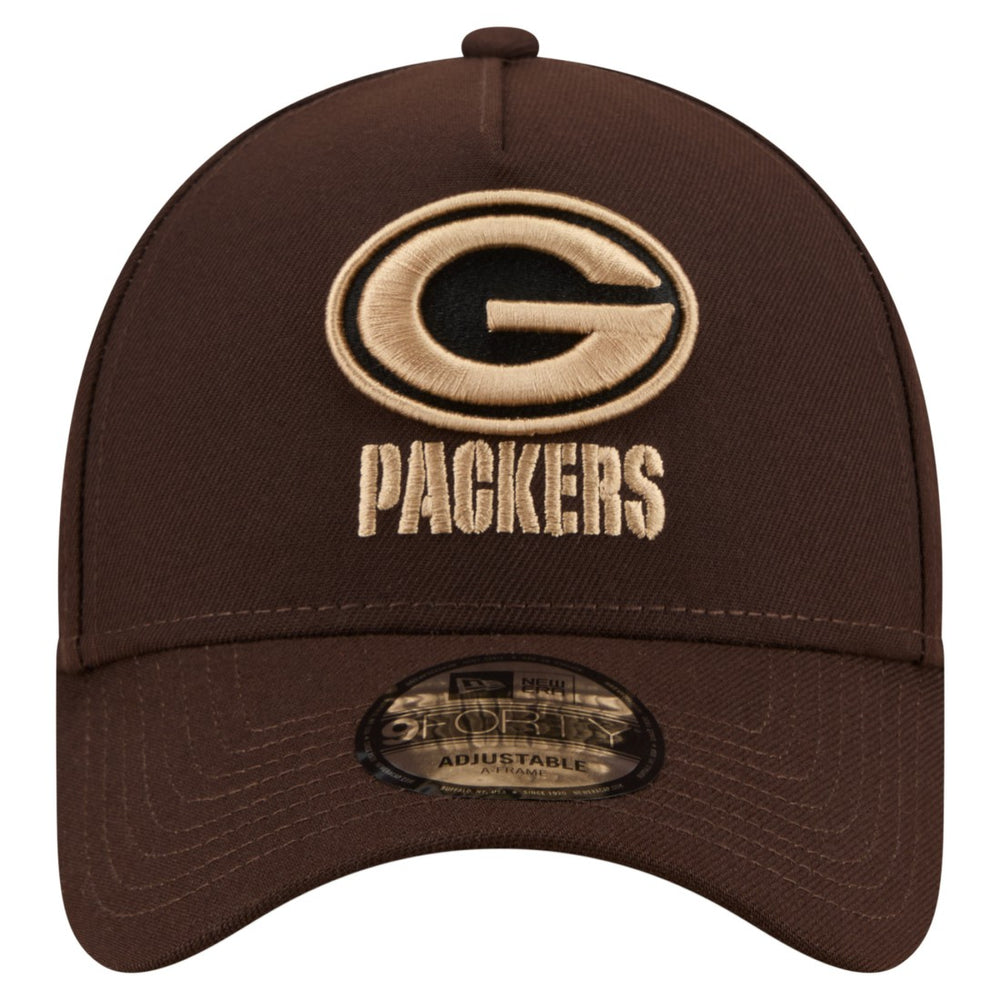 Green Bay Packers New Era Burnt Wood A-Frame 9FORTY Adjustable Hat Dark Brown | NFL