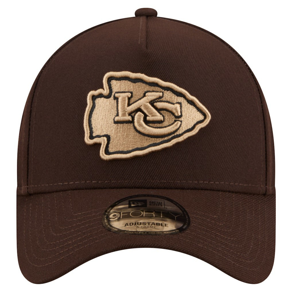 Kansas City Chiefs New Era Burnt Wood A-Frame 9FORTY Adjustable Hat Dark Brown | NFL