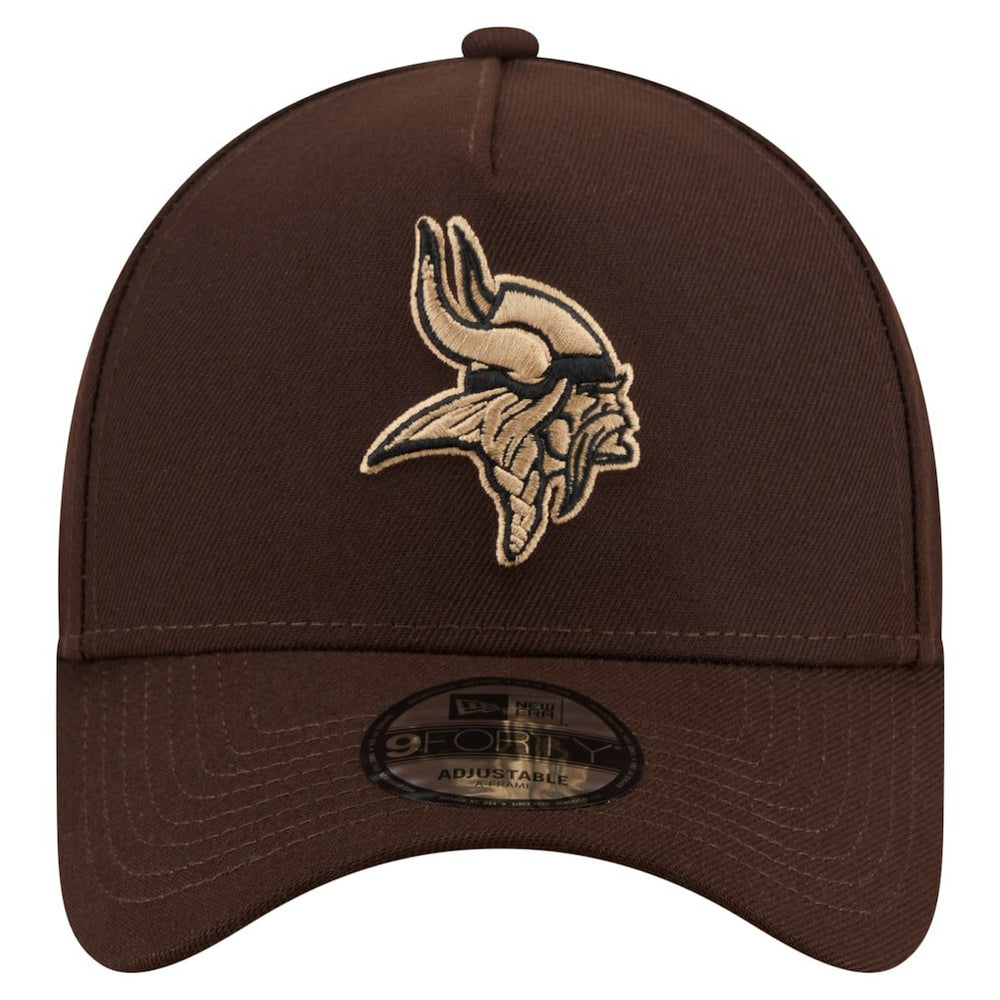 Minnesota Vikings New Era Burnt Wood A-Frame 9FORTY Adjustable Hat Dark Brown | NFL