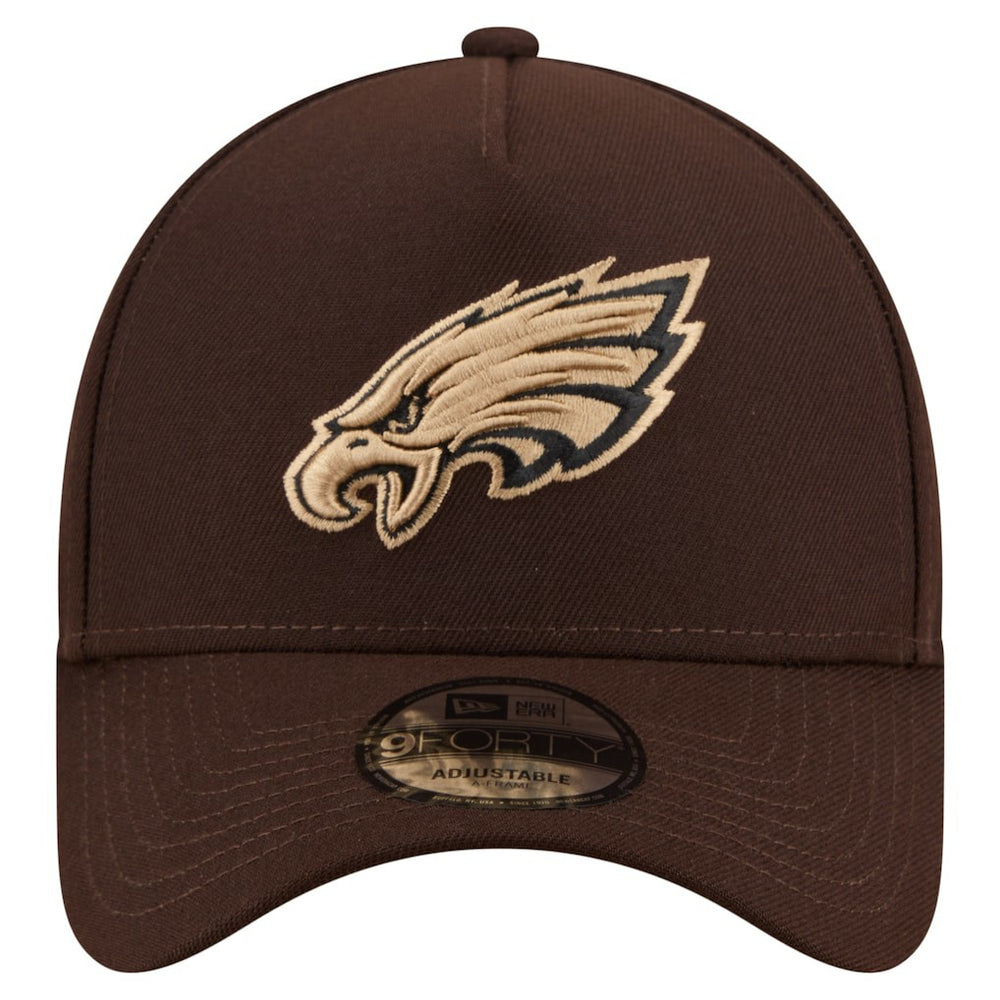 Philadelphia Eagles New Era Burnt Wood A-Frame 9FORTY Adjustable Hat Dark Brown | NFL