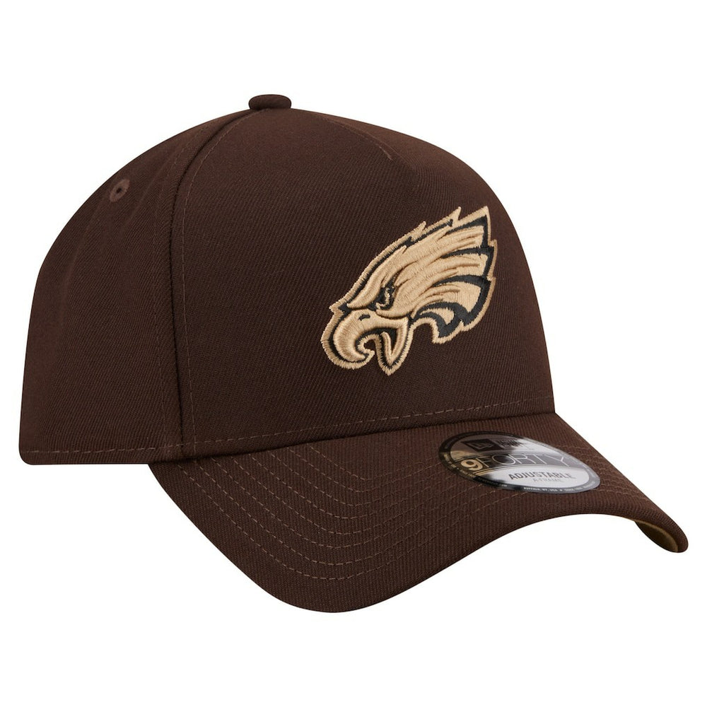 Philadelphia Eagles New Era Burnt Wood A-Frame 9FORTY Adjustable Hat Dark Brown | NFL