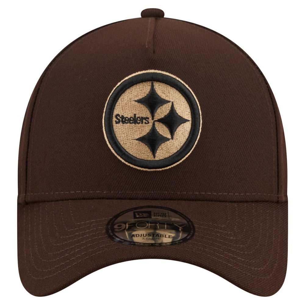 Pittsburgh Steelers New Era Burnt Wood A-Frame 9FORTY Adjustable Hat Dark Brown | NFL