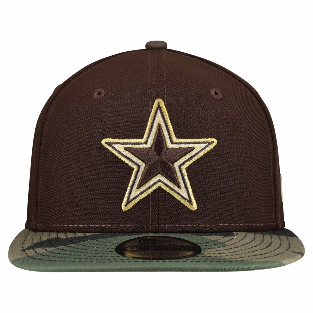 Dallas Cowboys Adult Burnt Wood Camo 9FIFTY Snapback Hat Dark Brown | NFL