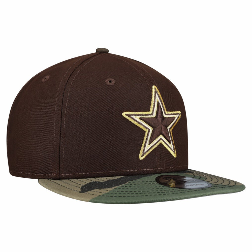 Dallas Cowboys Adult Burnt Wood Camo 9FIFTY Snapback Hat Dark Brown | NFL