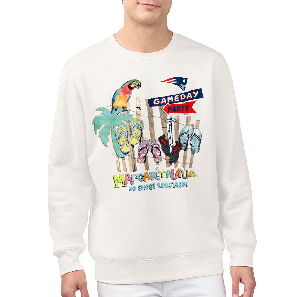 New England Patriots Margaritaville Gameday Party Fleece Sweatshirt Cream | NFL