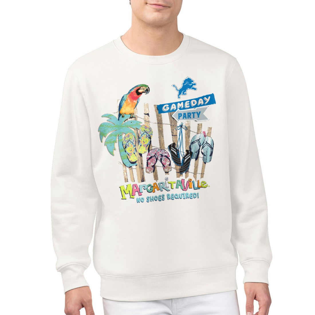 Detroit Lions Margaritaville Gameday Party Fleece Sweatshirt Cream | NFL