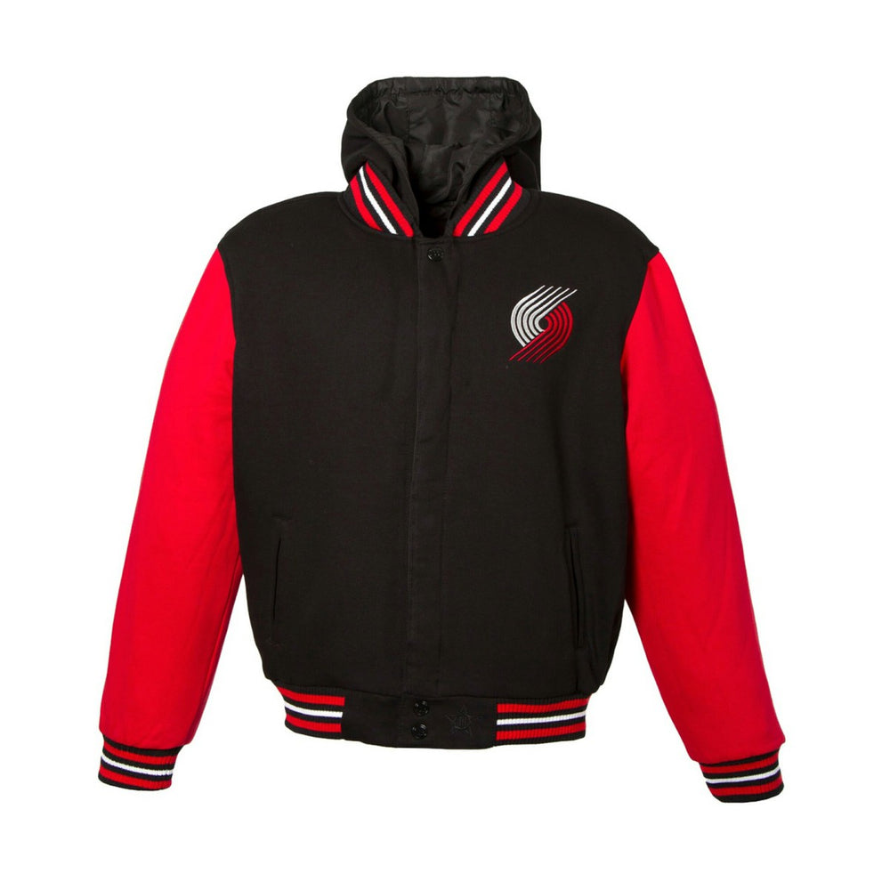 Portland Trail Blazers JH Design Youth Reversible Fleece Full-Zip Varsity Hoodie Black - NBA