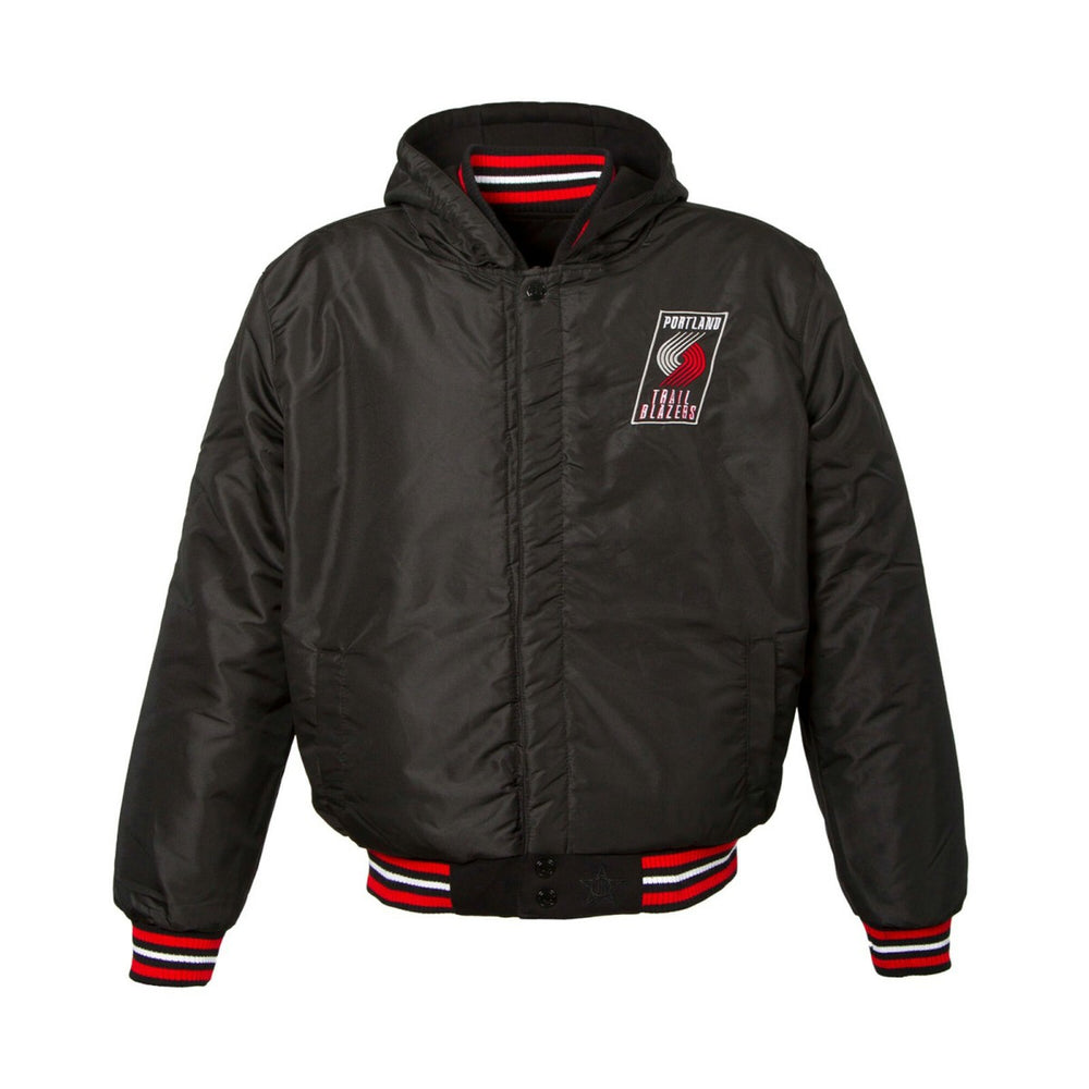 Portland Trail Blazers JH Design Youth Reversible Fleece Full-Zip Varsity Hoodie Black - NBA