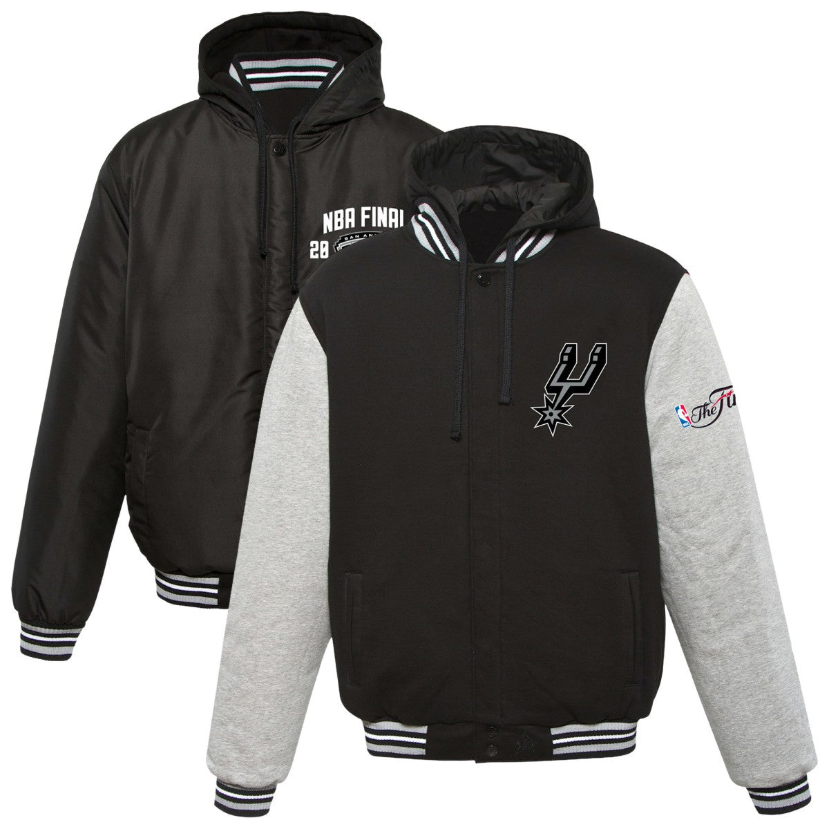 San Antonio Spurs JH Design 2014 NBA Finals Fleece Full-Zip Varsity Jacket Black - NBA