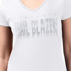 Portland Trail Blazers G-III 4Her by Carl Banks Women's Super-Slim-Fit Metallic Drop Lightweight V-Neck T-Shirt White - NBA