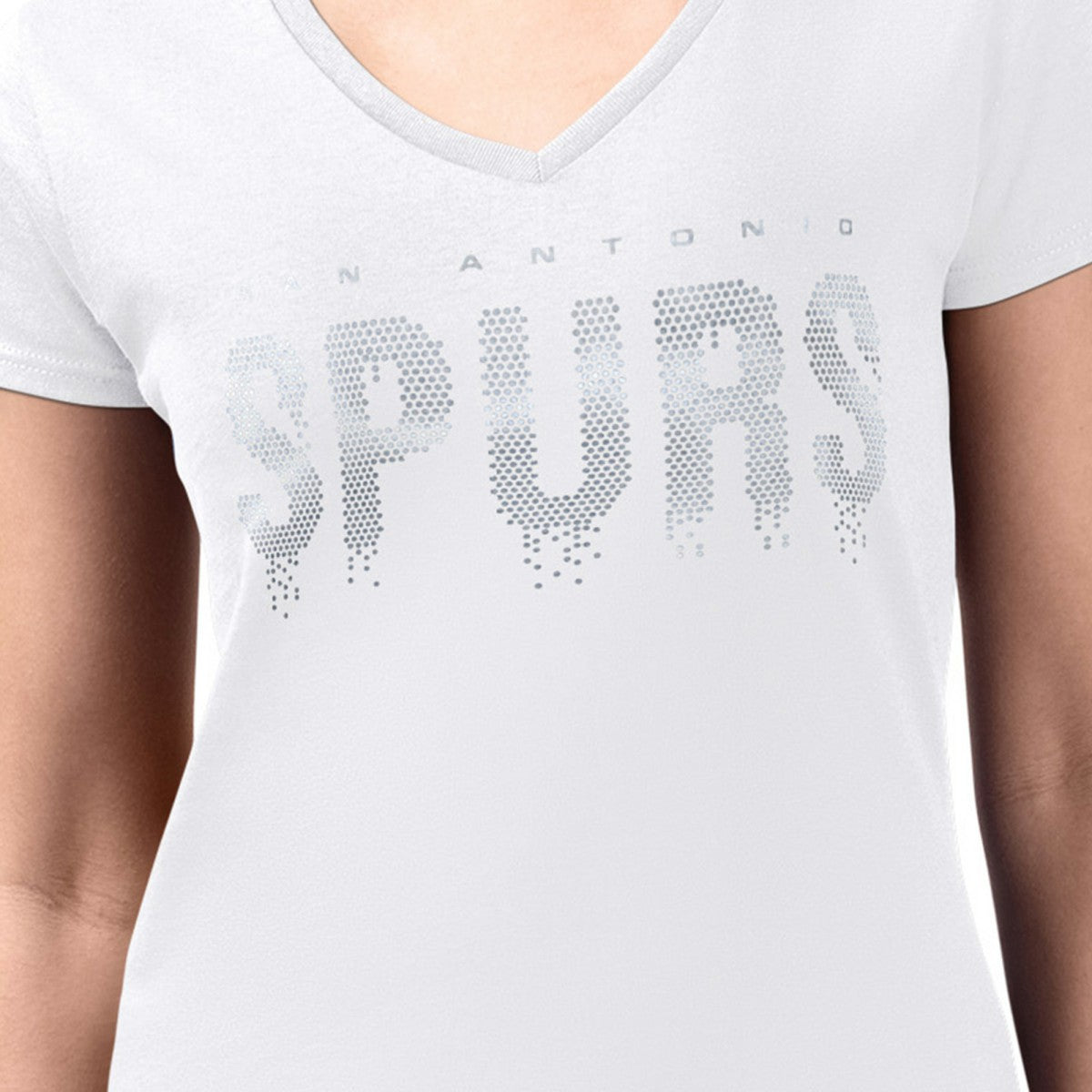 San Antonio Spurs G-III 4Her by Carl Banks Women's Super-Slim-Fit Metallic Drop Lightweight V-Neck T-Shirt White - NBA