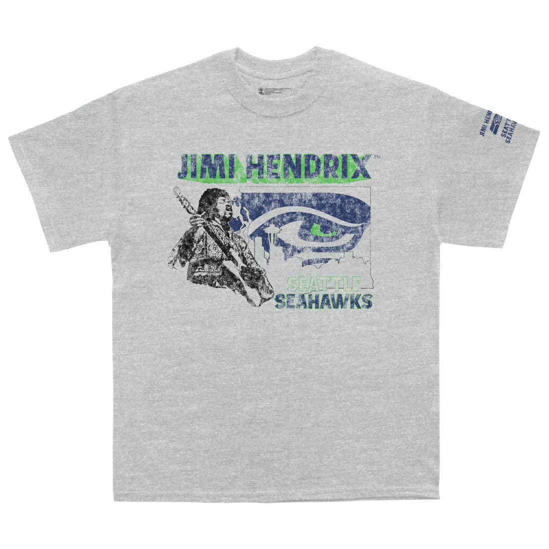 Seattle Seahawks Ceremony of Roses Jimi Hendrix Vintage Athletic T-Shirt Heather Gray | NFL
