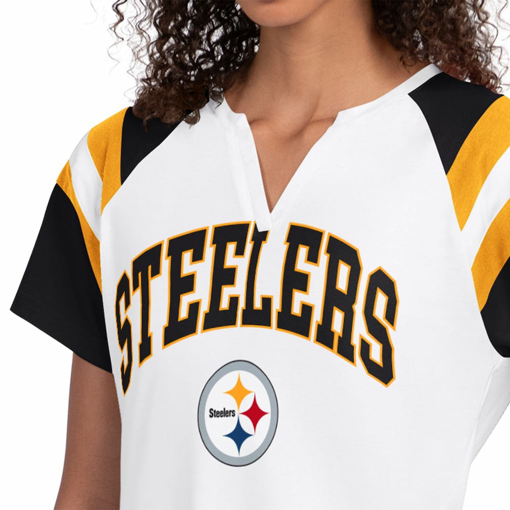 Pittsburgh Steelers Starter Women's Game On Notch Neck T-Shirt White | NFL
