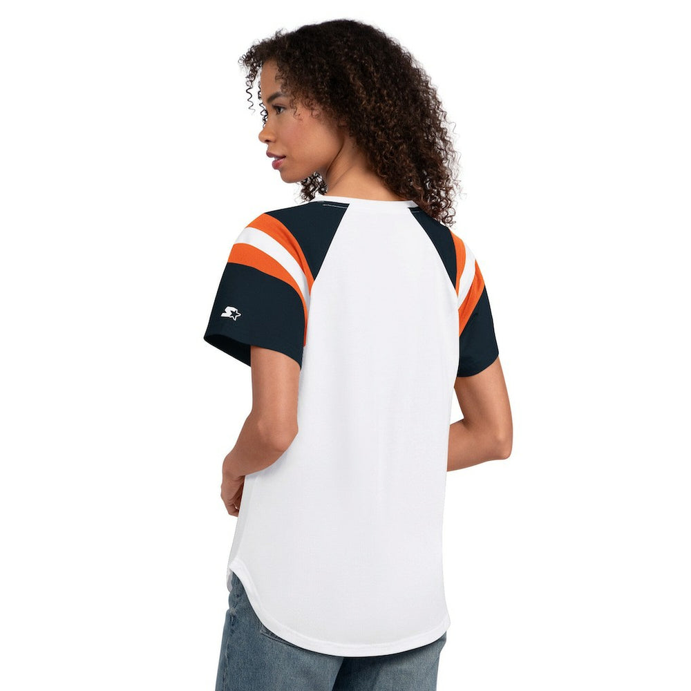 Chicago Bears Starter Women's Game On Raglan Notch Neck T-Shirt White | NFL
