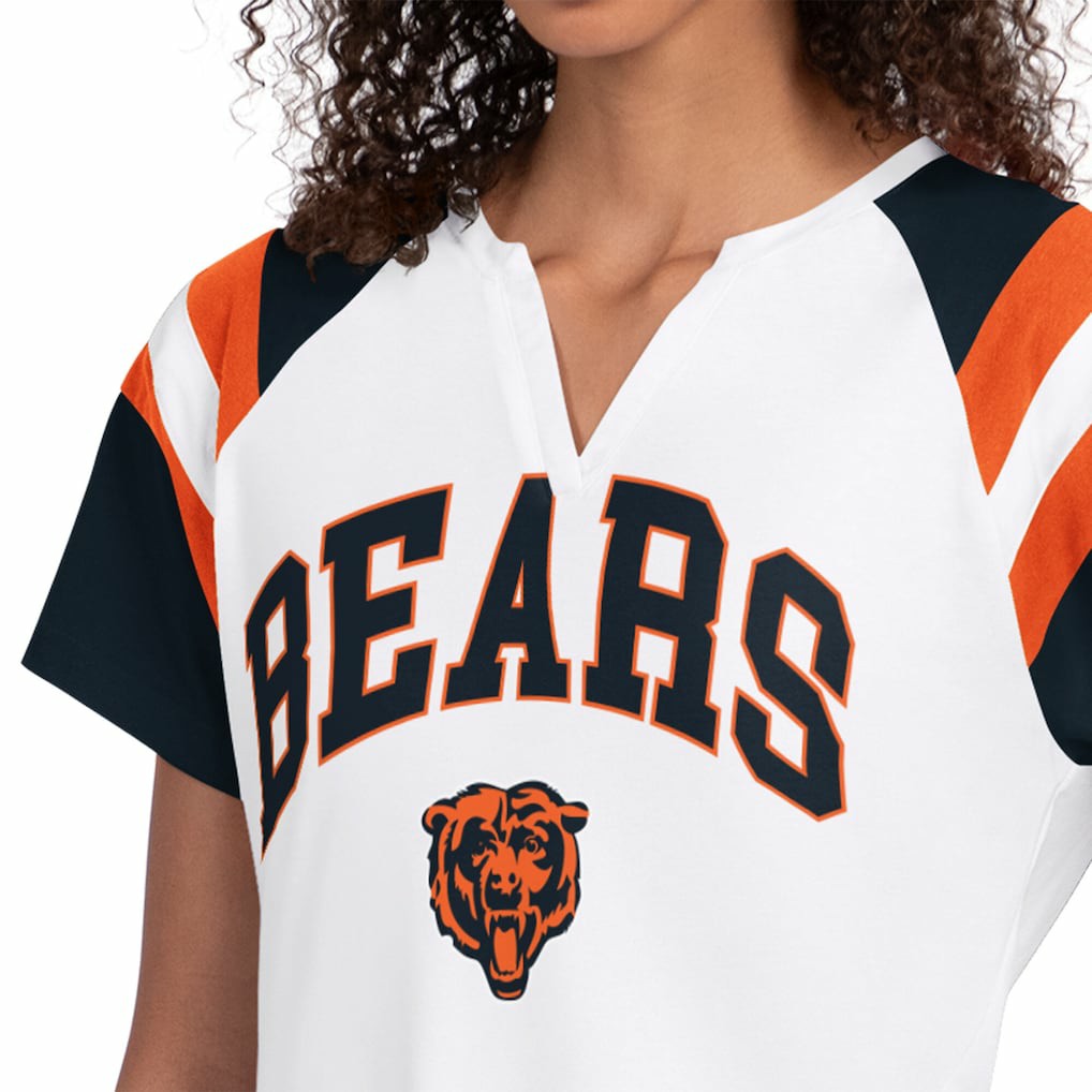 Chicago Bears Starter Women's Game On Raglan Notch Neck T-Shirt White | NFL