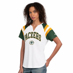 Green Bay Packers Starter Women's Game On Notch Neck T-Shirt White | NFL