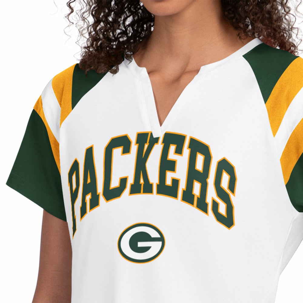 Green Bay Packers Starter Women's Game On Notch Neck T-Shirt White | NFL