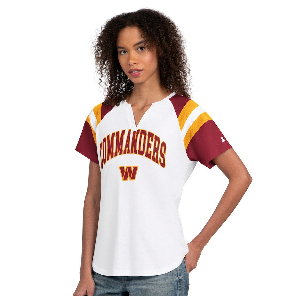Washington Commanders Starter Women's Game On Notch Neck T-Shirt White | NFL