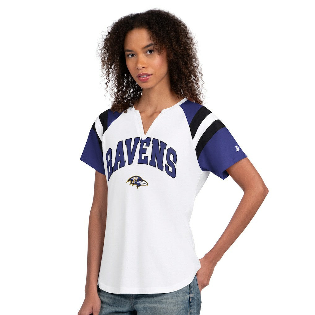 Baltimore Ravens Starter Women's Game On Notch Neck T-Shirt White | NFL