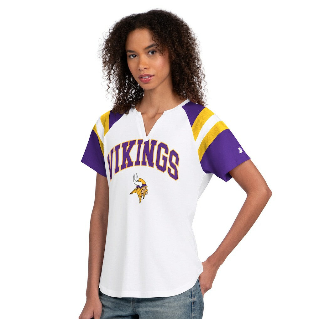 Minnesota Vikings Starter Women's Game On Notch Neck T-Shirt White | NFL