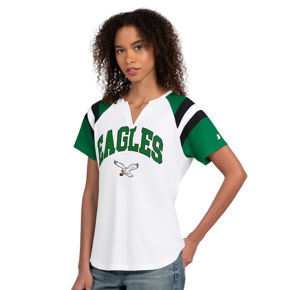 Philadelphia Eagles Starter Women's Game On Notch Neck T-Shirt White | NFL