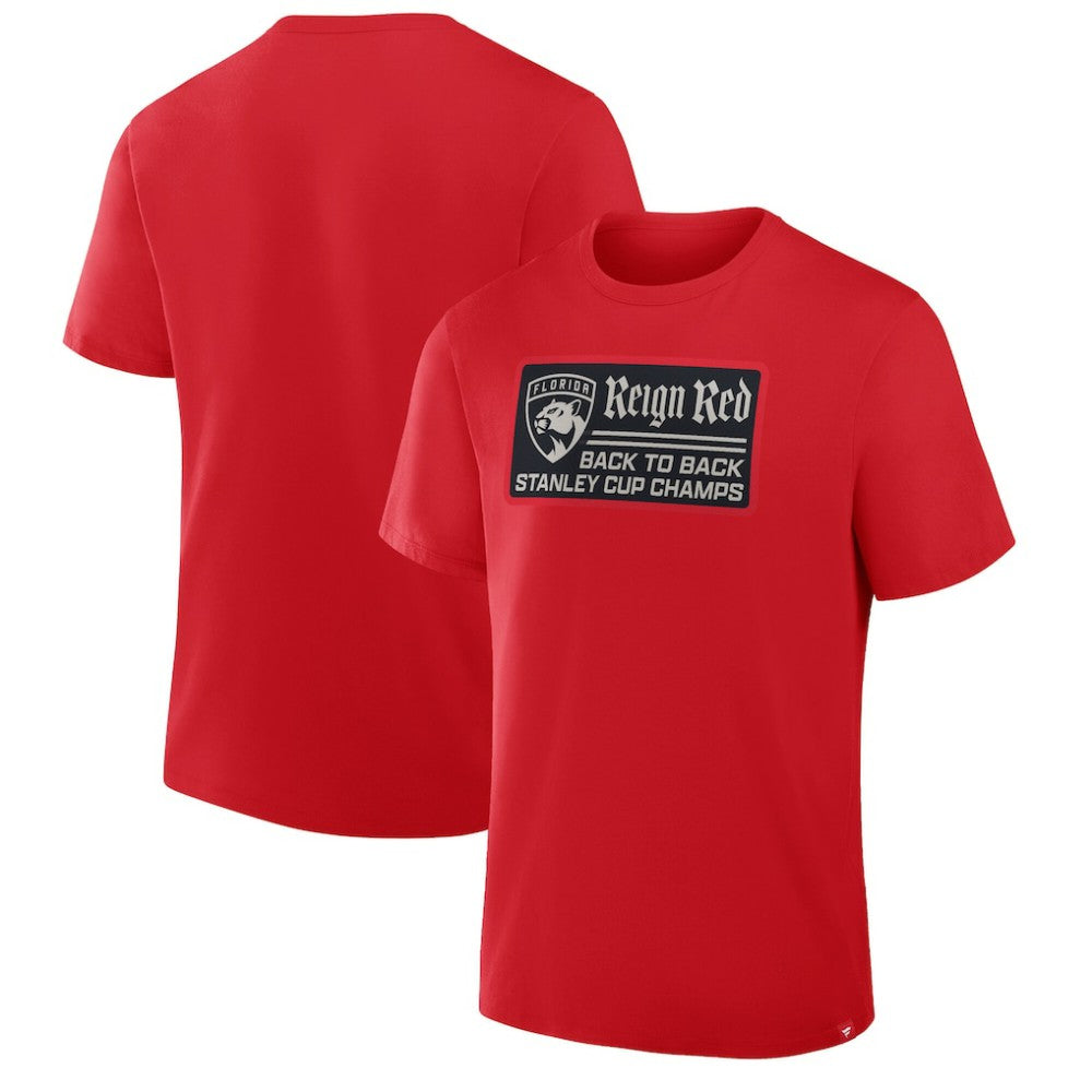 Florida Panthers Back-To-Back Stanley Cup Champions Reign Red T-Shirt - Red - NHL