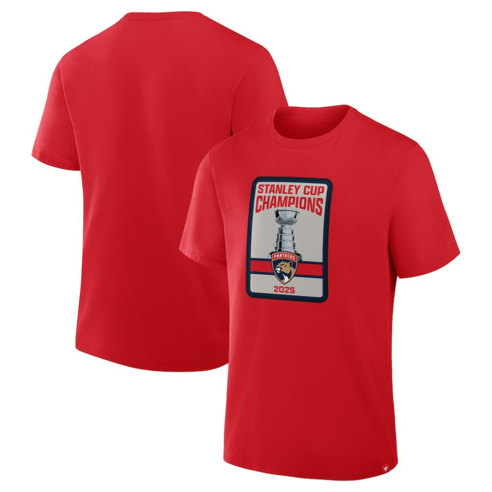 Florida Panthers 2025 Stanley Cup Champions Banner Raising T-Shirt - Red - NHL