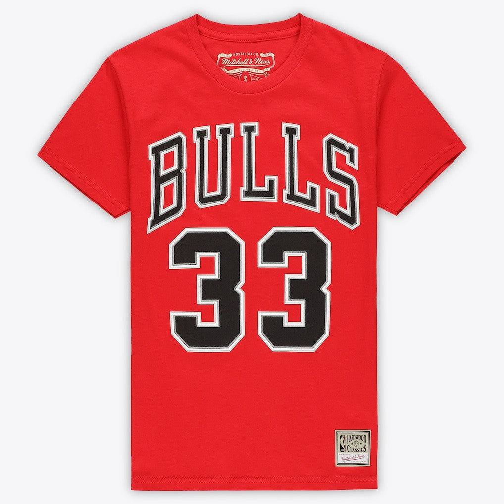 Scottie Pippen Chicago Bulls Unisex Hardwood Classics Name & Number T-Shirt Red - NBA