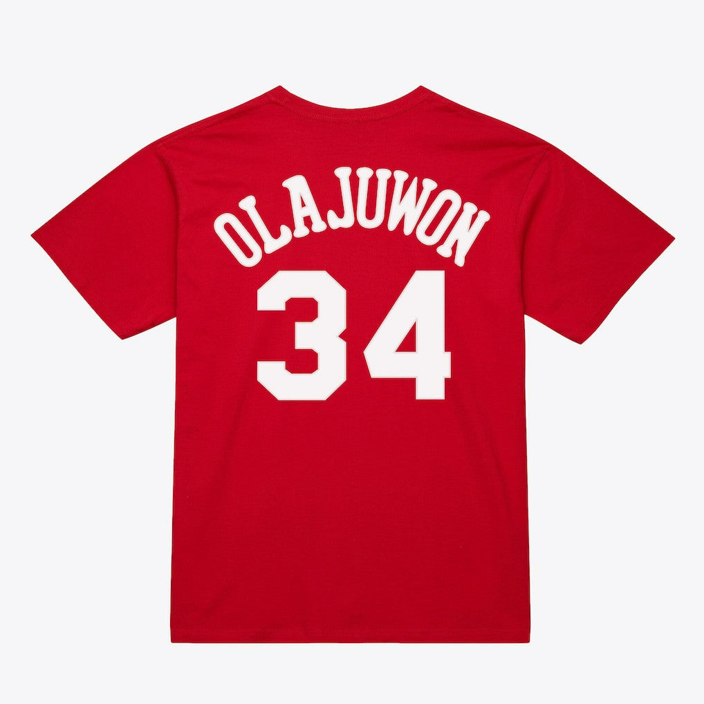 Hakeem Olajuwon Houston Rockets Unisex Hardwood Classics Name & Number T-Shirt Red - NBA