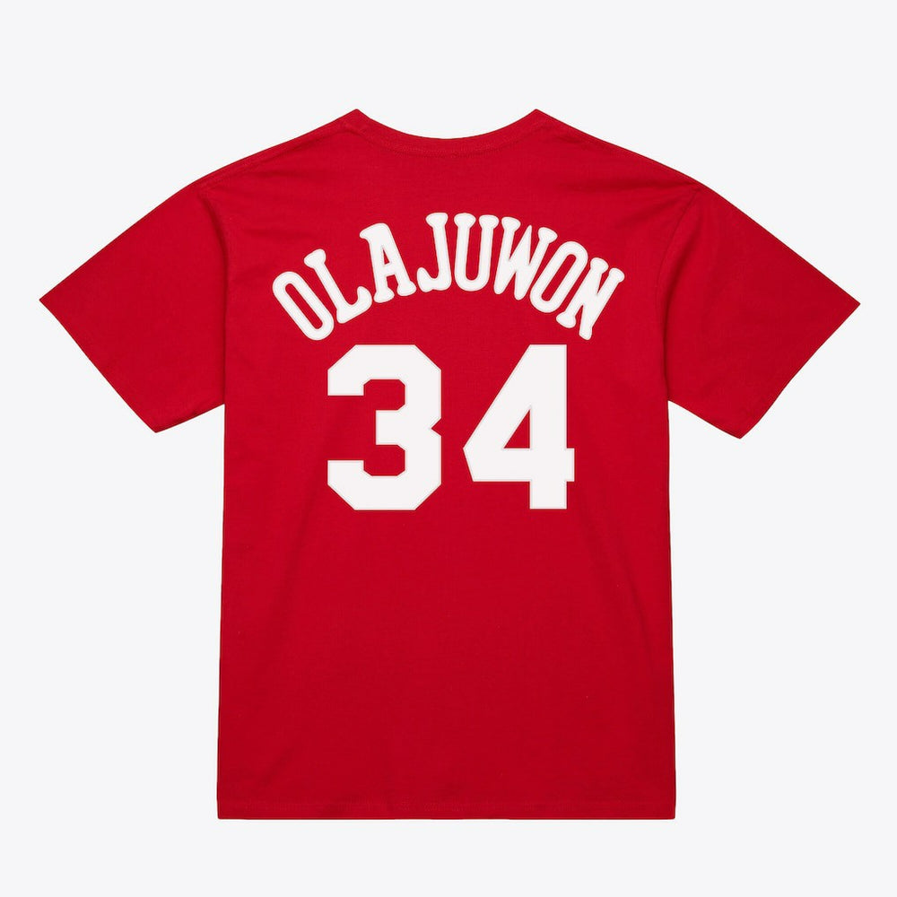 Hakeem Olajuwon Houston Rockets Unisex Hardwood Classics Name & Number T-Shirt Red - NBA
