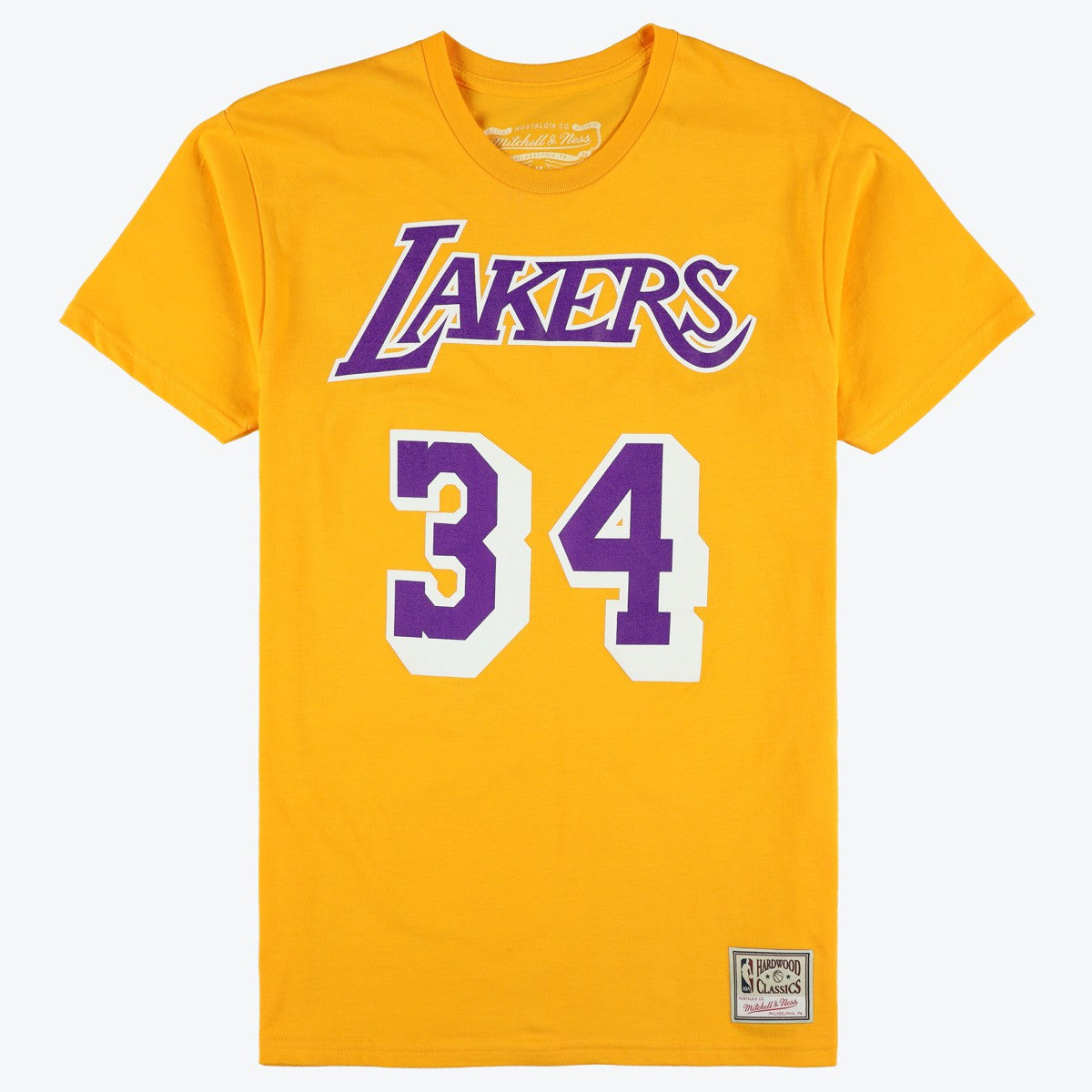 Shaquille O'Neal Los Angeles Lakers Unisex Hardwood Classics Name & Number T-Shirt Gold - NBA