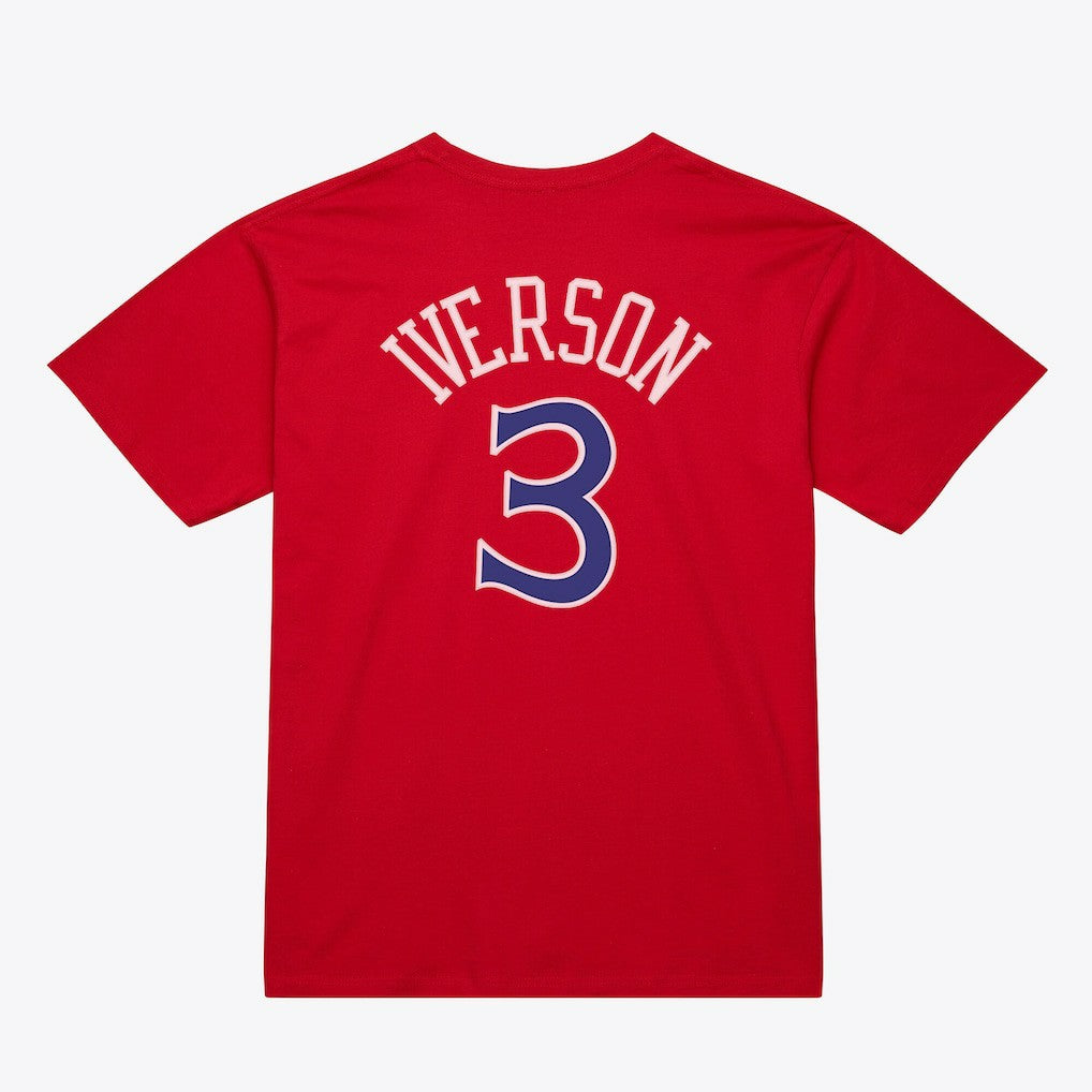 Allen Iverson Philadelphia 76ers Unisex Hardwood Classics Name & Number T-Shirt Red - NBA