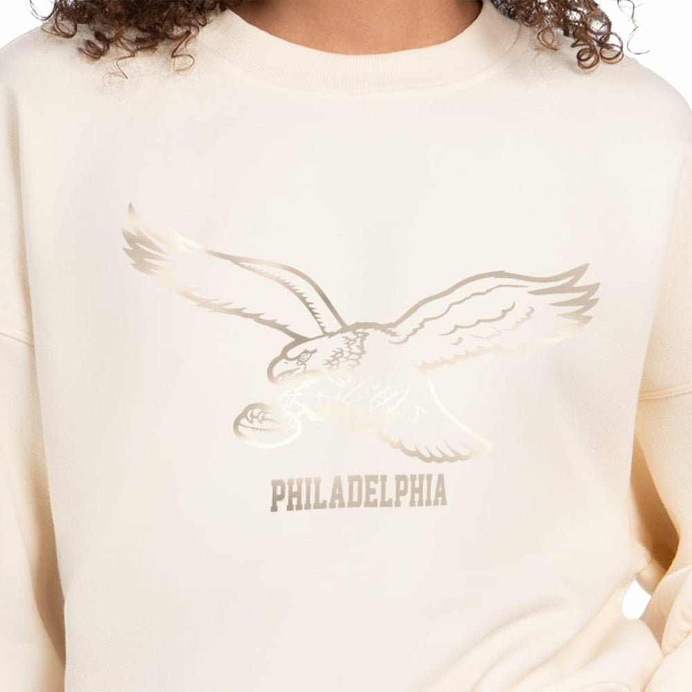 Philadelphia Eagles Starter Women's Travel Pastels Boxy Fleece Sweatshirt Cream | NFL