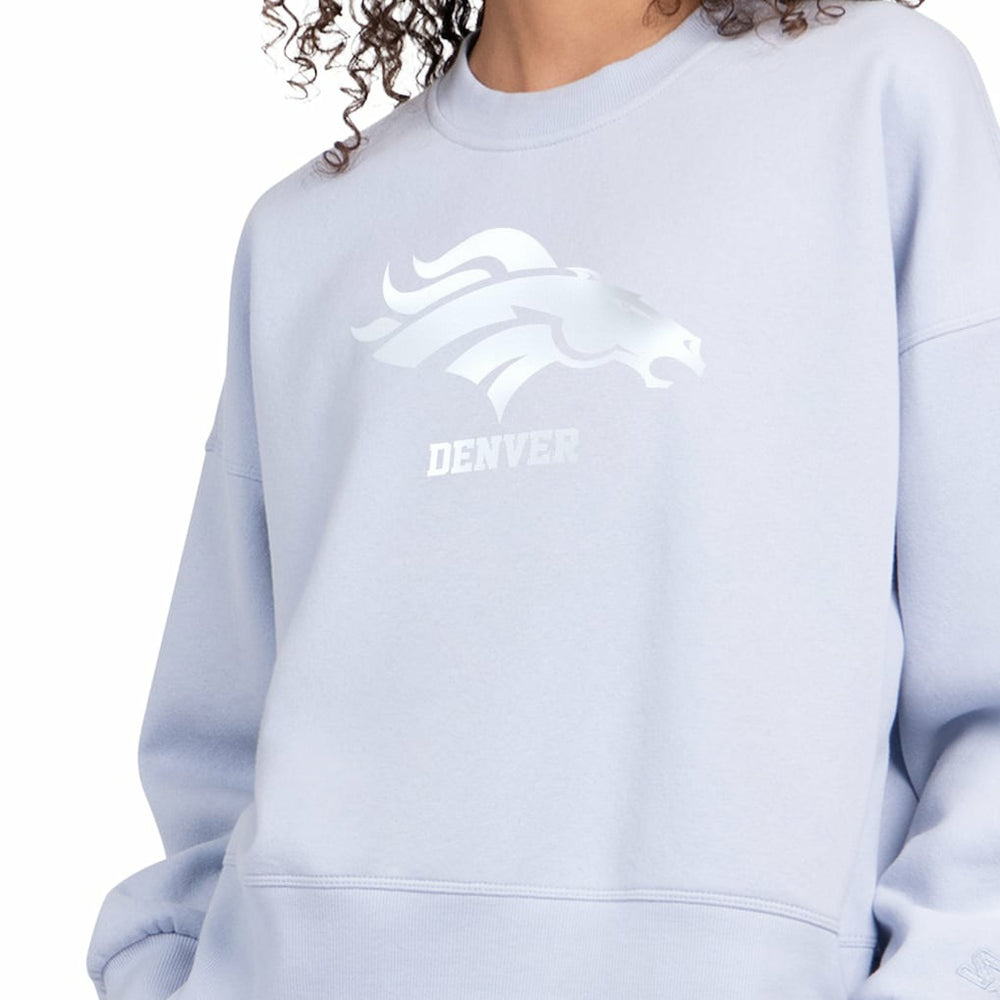 Denver Broncos Starter Women's Travel Pastels Boxy Fleece Sweatshirt Light Blue | NFL