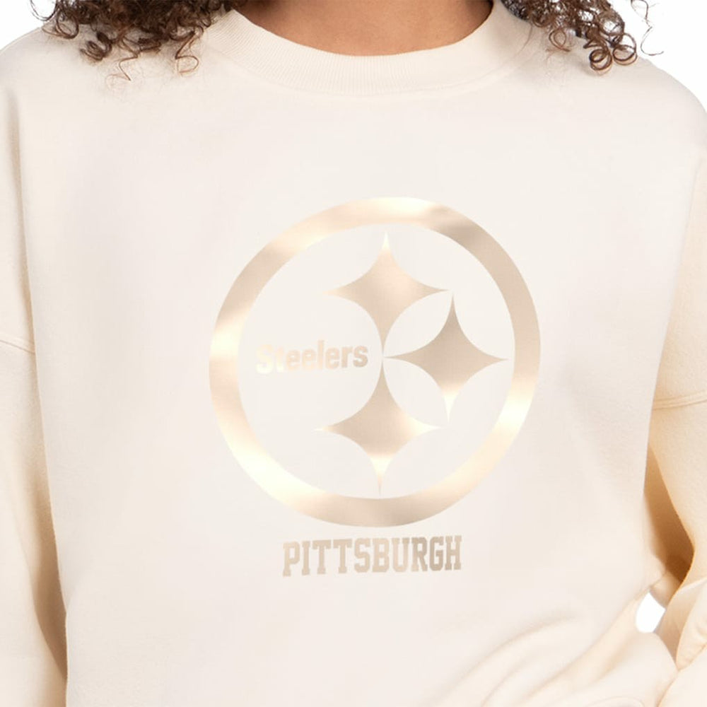Pittsburgh Steelers Starter Women's Travel Pastels Boxy Fleece Sweatshirt Cream | NFL