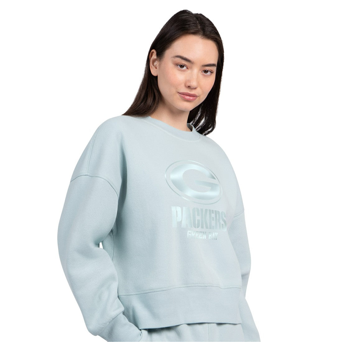 Green Bay Packers Starter Women's Travel Pastels Boxy Fleece Sweatshirt Mint | NFL