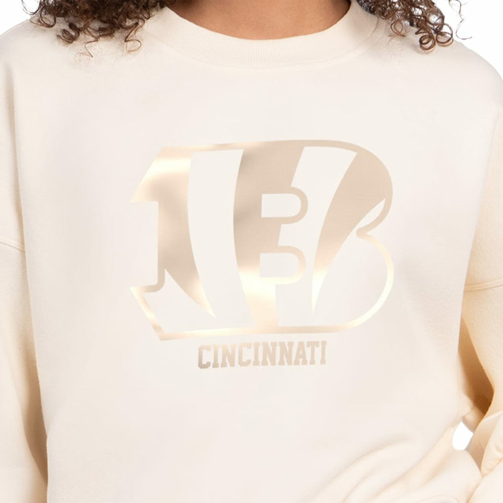Cincinnati Bengals Starter Women's Travel Pastels Boxy Fleece Sweatshirt Cream | NFL