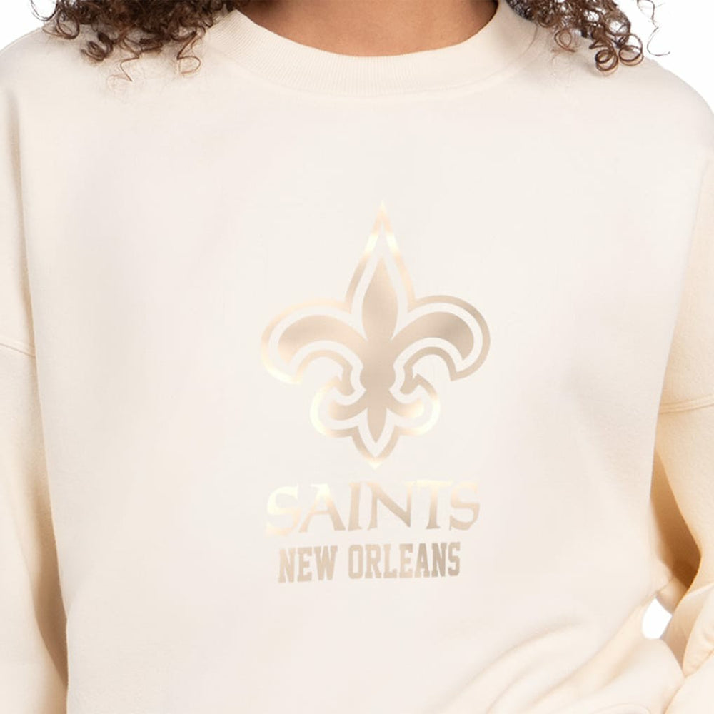 New Orleans Saints Starter Women's Travel Pastels Boxy Fleece Sweatshirt Cream | NFL