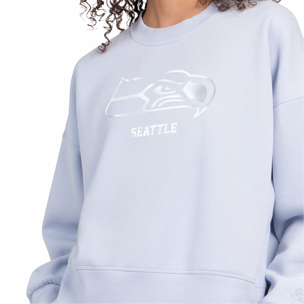Seattle Seahawks Starter Women's Travel Pastels Boxy Fleece Sweatshirt Light Blue | NFL