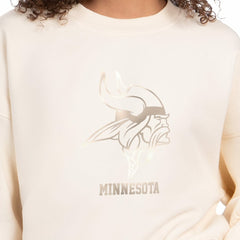 Minnesota Vikings Starter Women's Travel Pastels Boxy Fleece Sweatshirt Cream | NFL