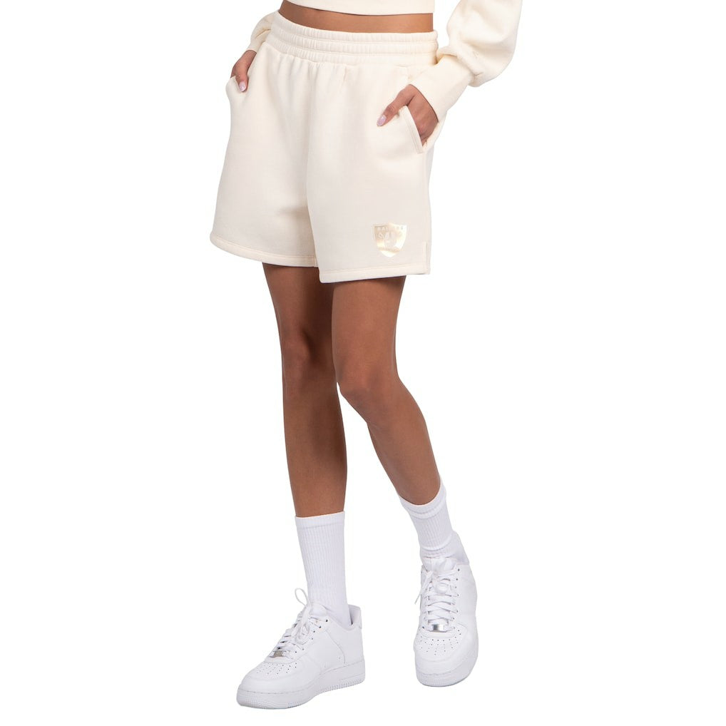 Las Vegas Raiders Starter Women's Travel Pastels Fleece Short Cream | NFL