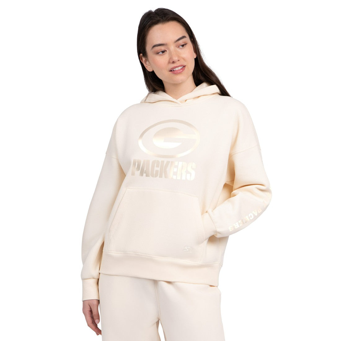Green Bay Packers Starter Women's Pastels Relaxed Travel Hoodie Cream | NFL