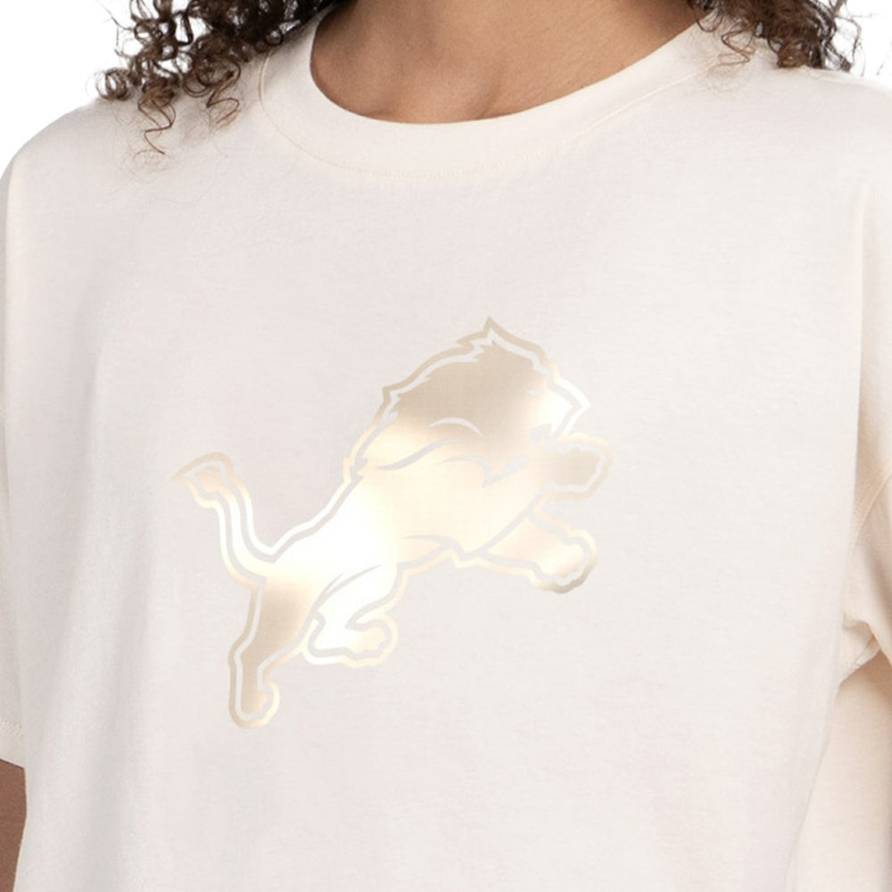 Detroit Lions Starter Women's Pastel Travel Boxy Cropped T-Shirt Cream | NFL