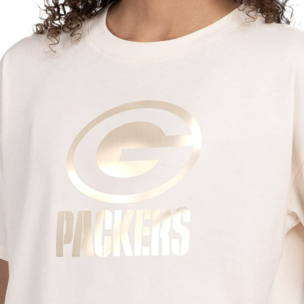Green Bay Packers Starter Women's Pastel Travel Boxy Cropped T-Shirt Cream | NFL