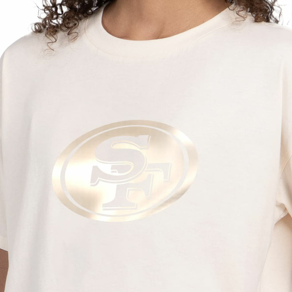 San Francisco 49ers Starter Women's Pastel Travel Boxy Cropped T-Shirt Cream | NFL