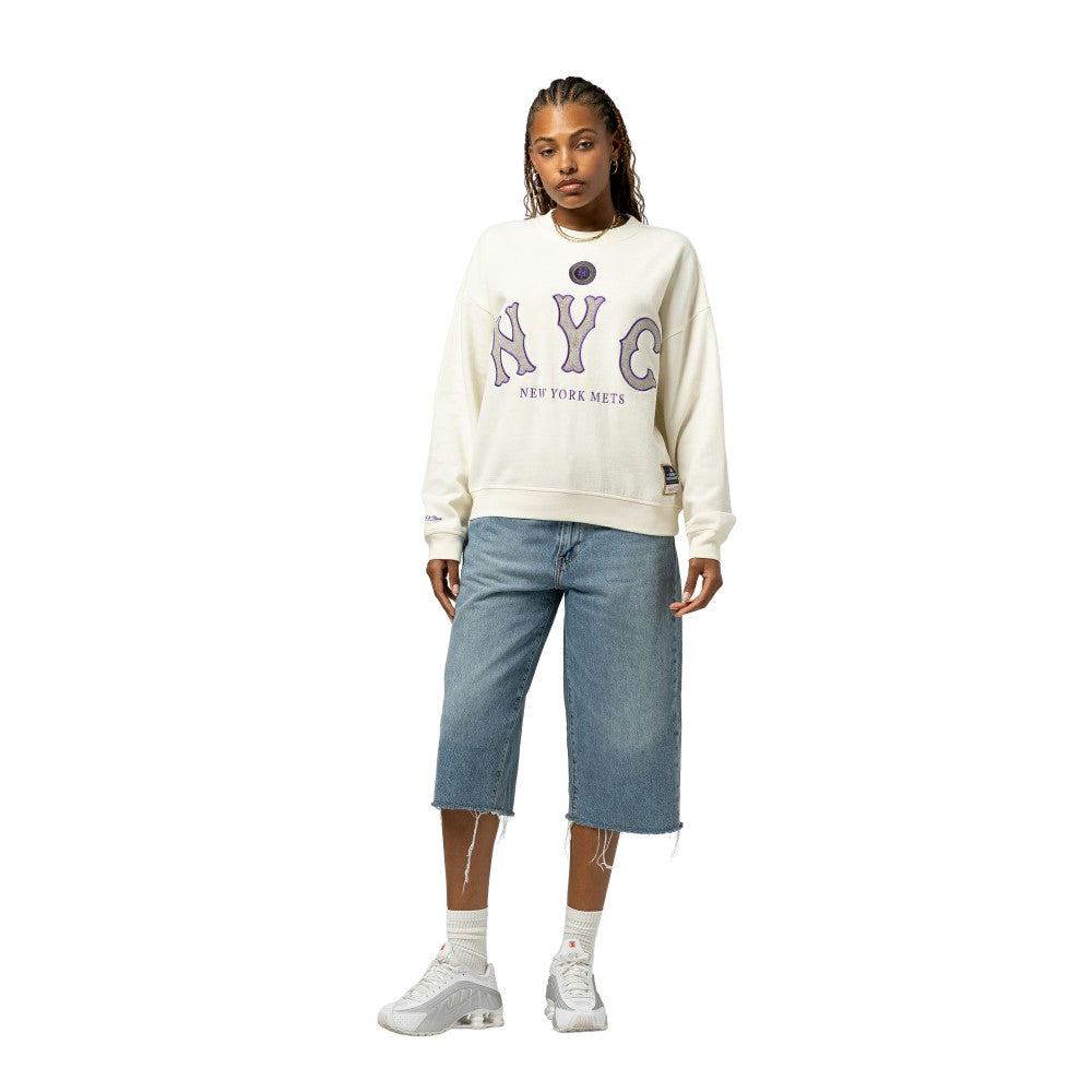 New York Mets Mitchell & Ness Women's Premium Oversized Crewneck Sweatshirt - MLB