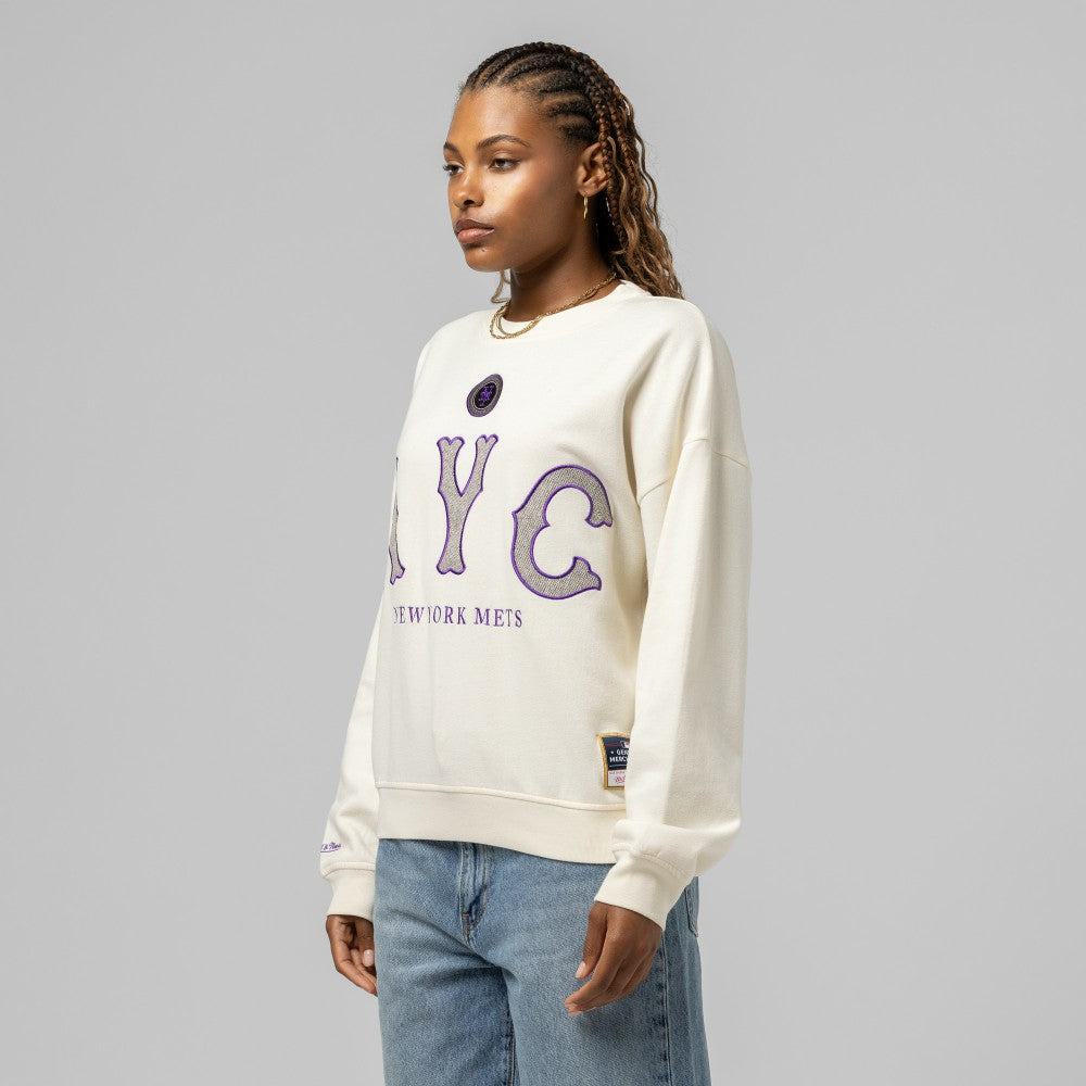 New York Mets Mitchell & Ness Women's Premium Oversized Crewneck Sweatshirt - MLB