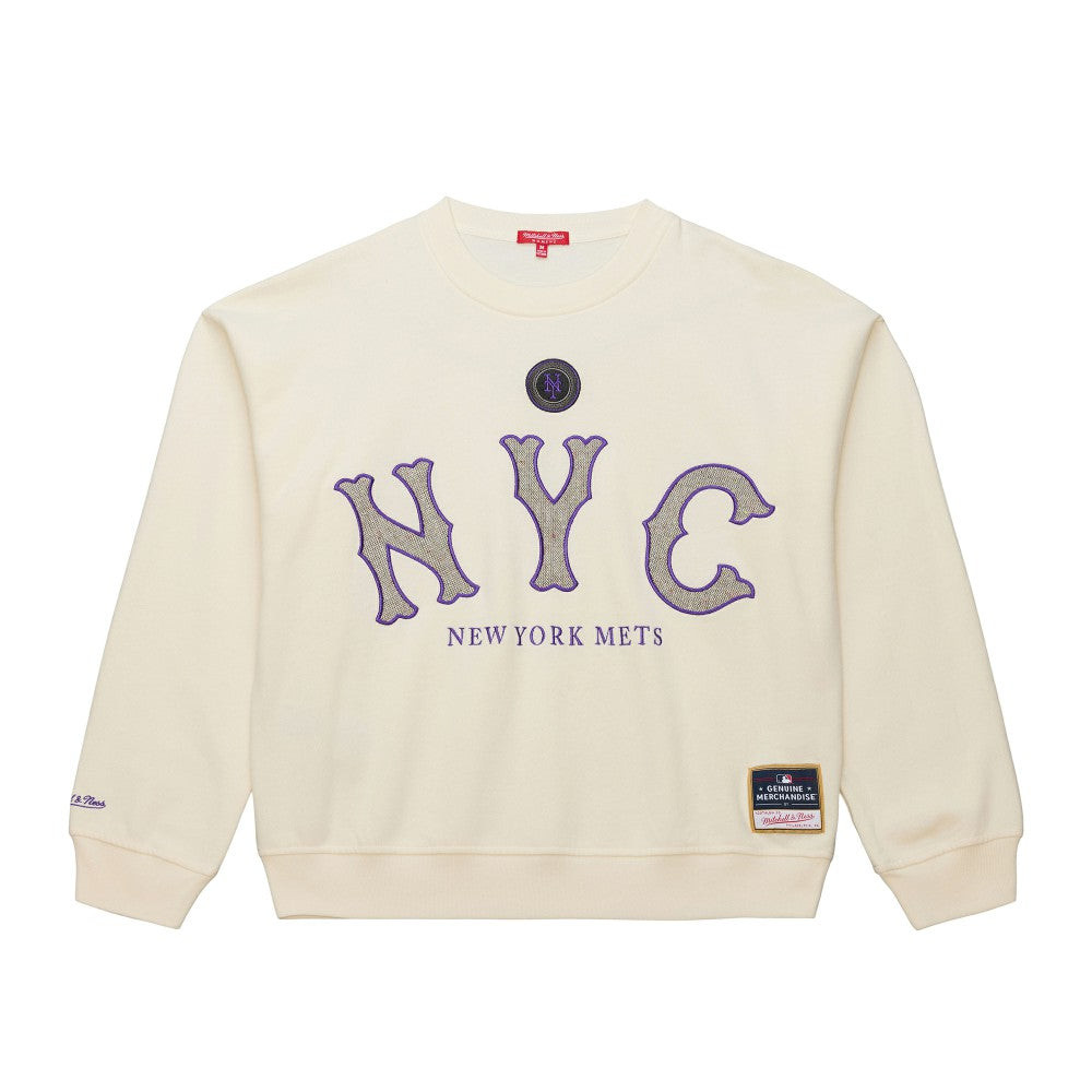 New York Mets Mitchell & Ness Women's Premium Oversized Crewneck Sweatshirt - MLB