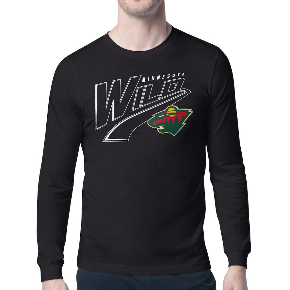 Minnesota Wild Starter Modern Tailsweep Long Sleeve T-Shirt - Black - NHL